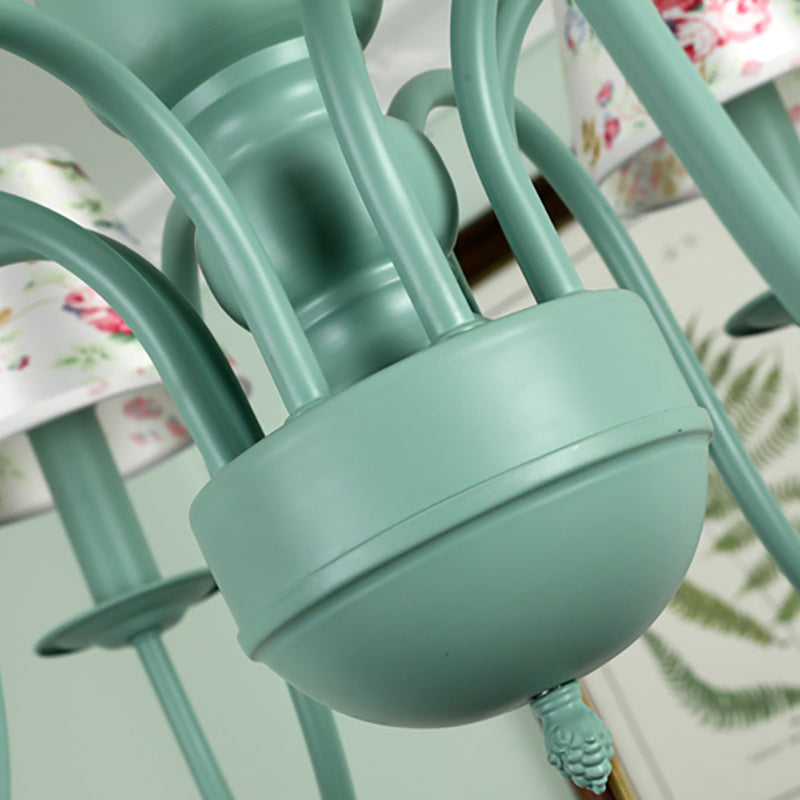 Macaron Colored Tapered Shade Chandelier Nordic Stylish Metal Hanging Light for Child Bedroom Clearhalo 'Ceiling Lights' 'Chandeliers' Lighting' options 205082