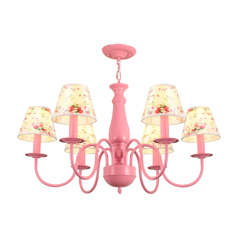 Macaron Colored Tapered Shade Chandelier Nordic Stylish Metal Hanging Light for Child Bedroom Clearhalo 'Ceiling Lights' 'Chandeliers' Lighting' options 205086