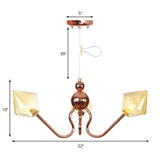 Metal and Glass Diamond Chandelier Industrial 3-Light Kitchen Hanging Lamp in Amber/Clear Clearhalo 'Cast Iron' 'Ceiling Lights' 'Chandeliers' 'Clear' 'Industrial Chandeliers' 'Industrial' 'Metal' 'Middle Century Chandeliers' 'Modern' 'Rustic Chandeliers' 'Tiffany' 'Traditional Chandeliers' Lighting' 205095