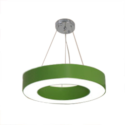 Integrated Led Drum Pendant Light Height Adjustable Metal Hanging Light for Play Room Green Clearhalo 'Ceiling Lights' 'Pendant Lights' 'Pendants' Lighting' 20511_25f416fa-2ba5-4ca3-9af9-a39ac53f29a3