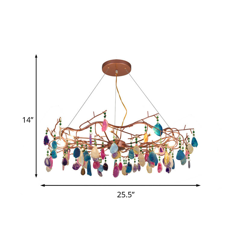 25.5"/33.5" Wide Rose Gold Circular Chandelier Lighting Art Deco Agate Multi Lights Hanging Lamp Fixture Clearhalo 'Ceiling Lights' 'Chandeliers' 'Modern Chandeliers' 'Modern' Lighting' 205163