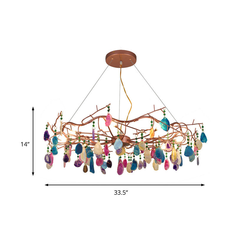 25.5"/33.5" Wide Rose Gold Circular Chandelier Lighting Art Deco Agate Multi Lights Hanging Lamp Fixture Clearhalo 'Ceiling Lights' 'Chandeliers' 'Modern Chandeliers' 'Modern' Lighting' 205164