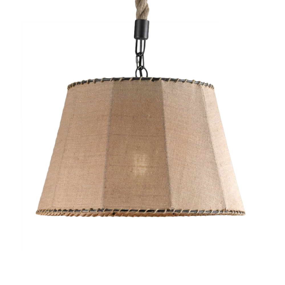 Industrial Tapered Shade Pendant Lighting 1 Light Rope and Fabric Hanging Light Fixture in Beige Clearhalo 'Ceiling Lights' 'Industrial Pendants' 'Industrial' 'Middle Century Pendants' 'Pendant Lights' 'Pendants' 'Tiffany' Lighting' 205192