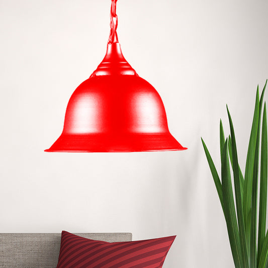 1 Light Dome Pendant Lighting Fixture Industrial Black/Red/Yellow Metal Hanging Ceiling Light for Living Room Red Clearhalo 'Art Deco Pendants' 'Black' 'Cast Iron' 'Ceiling Lights' 'Ceramic' 'Crystal' 'Industrial Pendants' 'Industrial' 'Metal' 'Middle Century Pendants' 'Pendant Lights' 'Pendants' 'Rustic Pendants' 'Tiffany' Lighting' 205240