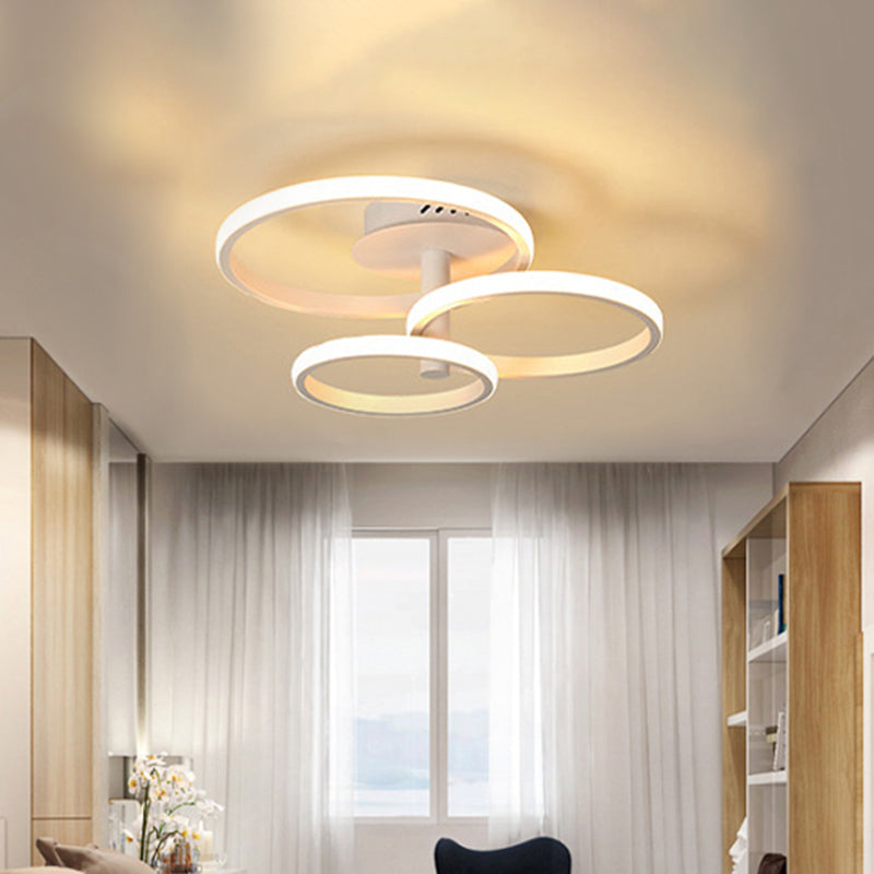 Nordic Stacked Ring Flush Mount Ceiling Light Acrylic Brown/White 23.5"/19.5" Wide LED Bedroom Ceiling Mount Light in Warm/White Clearhalo 'Ceiling Lights' 'Close To Ceiling Lights' 'Close to ceiling' 'Semi-flushmount' Lighting' 205267