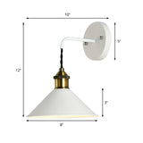Cone Shade Metal Sconce Lighting Industrial Single Bulb Living Room Wall Mounted Lamp in Black/Grey/White Clearhalo 'Art deco wall lights' 'Cast Iron' 'Glass' 'Industrial wall lights' 'Industrial' 'Middle century wall lights' 'Modern' 'Rustic wall lights' 'Tiffany' 'Traditional wall lights' 'Wall Lamps & Sconces' 'Wall Lights' Lighting' 205271