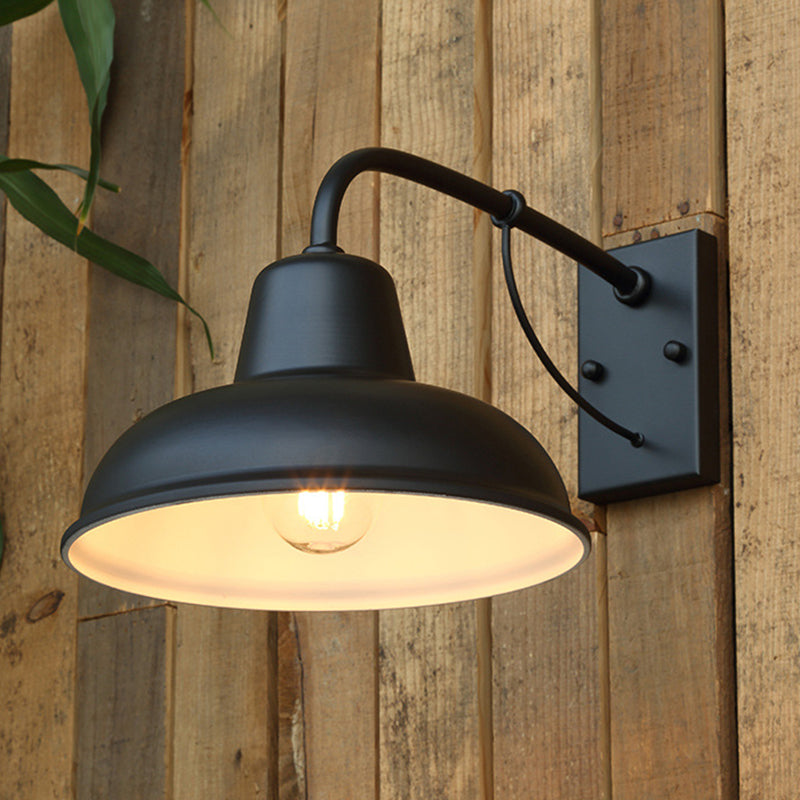 1 Light Dome Wall Lamp Industrial Style Black/Matte Black Metal Sconce Light Fixture for Outdoor Matte Black Clearhalo 'Art deco wall lights' 'Cast Iron' 'Glass' 'Industrial wall lights' 'Industrial' 'Middle century wall lights' 'Modern' 'Rustic wall lights' 'Tiffany' 'Traditional wall lights' 'Wall Lamps & Sconces' 'Wall Lights' Lighting' 205308