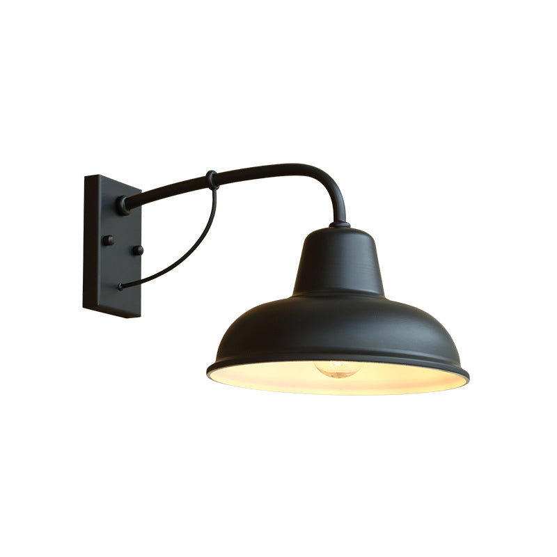 1 Light Dome Wall Lamp Industrial Style Black/Matte Black Metal Sconce Light Fixture for Outdoor Clearhalo 'Art deco wall lights' 'Cast Iron' 'Glass' 'Industrial wall lights' 'Industrial' 'Middle century wall lights' 'Modern' 'Rustic wall lights' 'Tiffany' 'Traditional wall lights' 'Wall Lamps & Sconces' 'Wall Lights' Lighting' 205310