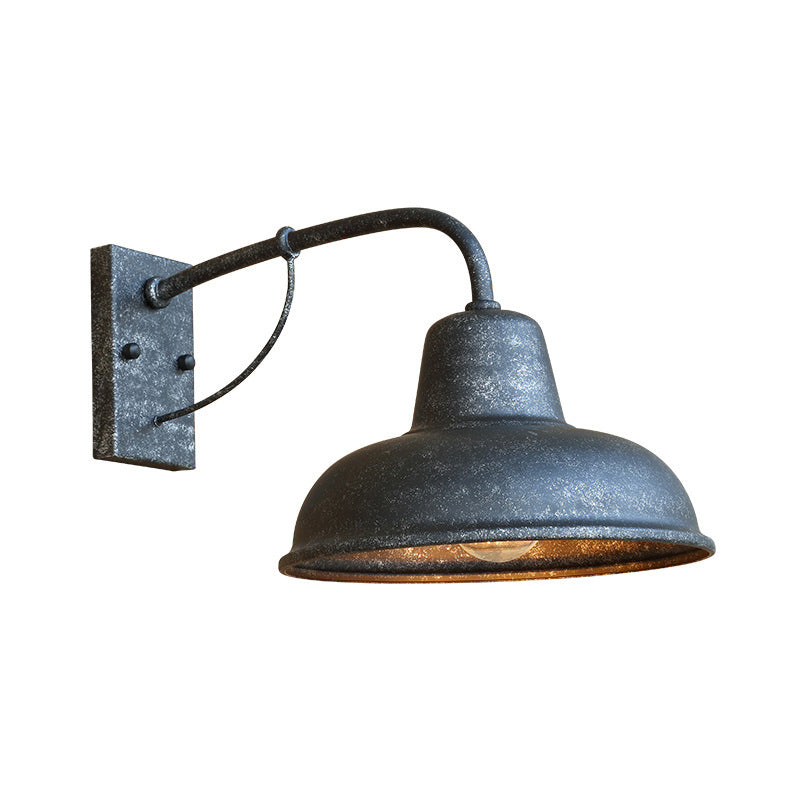 1 Light Dome Wall Lamp Industrial Style Black/Matte Black Metal Sconce Light Fixture for Outdoor Clearhalo 'Art deco wall lights' 'Cast Iron' 'Glass' 'Industrial wall lights' 'Industrial' 'Middle century wall lights' 'Modern' 'Rustic wall lights' 'Tiffany' 'Traditional wall lights' 'Wall Lamps & Sconces' 'Wall Lights' Lighting' 205313