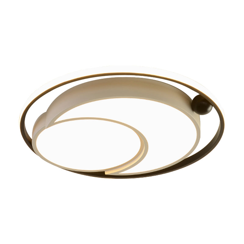 White/Black Round Flush Mount Ceiling Light Nordic Acrylic LED Ceiling Mounted Light for Bedroom in Warm/White, 18"/21.5" Dia Clearhalo 'Ceiling Lights' 'Close To Ceiling Lights' 'Close to ceiling' 'Flush mount' Lighting' 205395