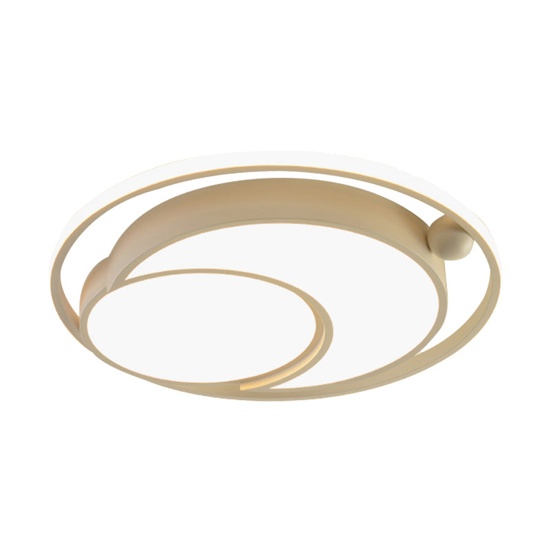 White/Black Round Flush Mount Ceiling Light Nordic Acrylic LED Ceiling Mounted Light for Bedroom in Warm/White, 18"/21.5" Dia Clearhalo 'Ceiling Lights' 'Close To Ceiling Lights' 'Close to ceiling' 'Flush mount' Lighting' 205396