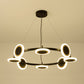 Acrylic Ring Chandelier Pendant Modern 22"/30"/38" Dia 10-Light Black LED Hanging Light with White Glass Shade Clearhalo 'Ceiling Lights' 'Chandeliers' 'Modern Chandeliers' 'Modern' Lighting' 205505