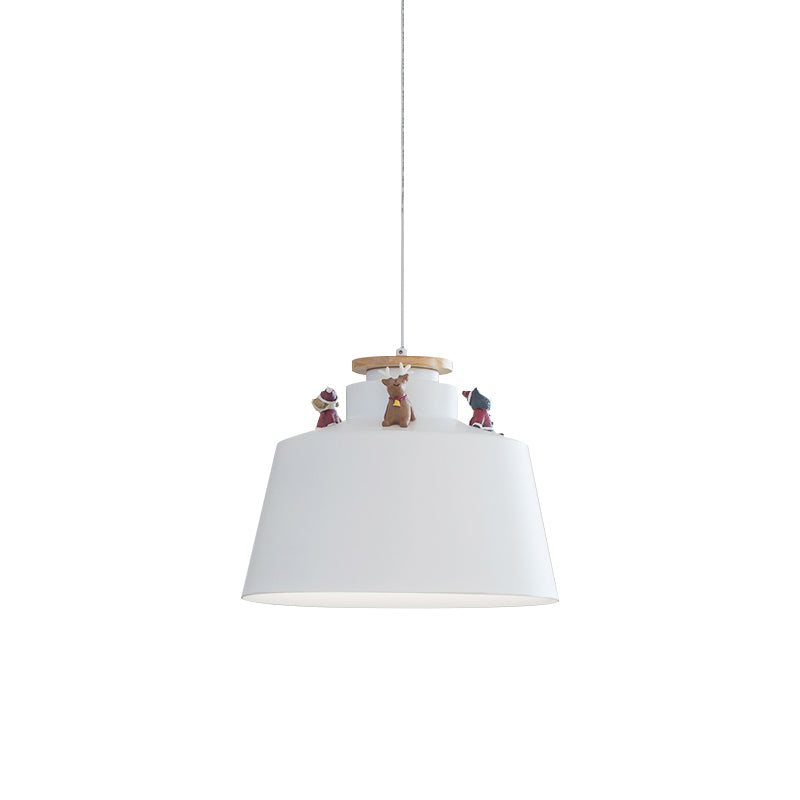 1 Head Animal Pendant Lamp with Bucket Shade Modern Stylish Metal Hanging Light in White Clearhalo 'Ceiling Lights' 'Pendant Lights' 'Pendants' Lighting' 205630