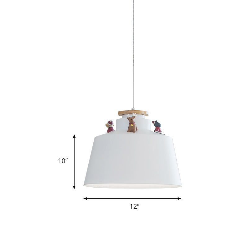 1 Head Animal Pendant Lamp with Bucket Shade Modern Stylish Metal Hanging Light in White Clearhalo 'Ceiling Lights' 'Pendant Lights' 'Pendants' Lighting' 205631