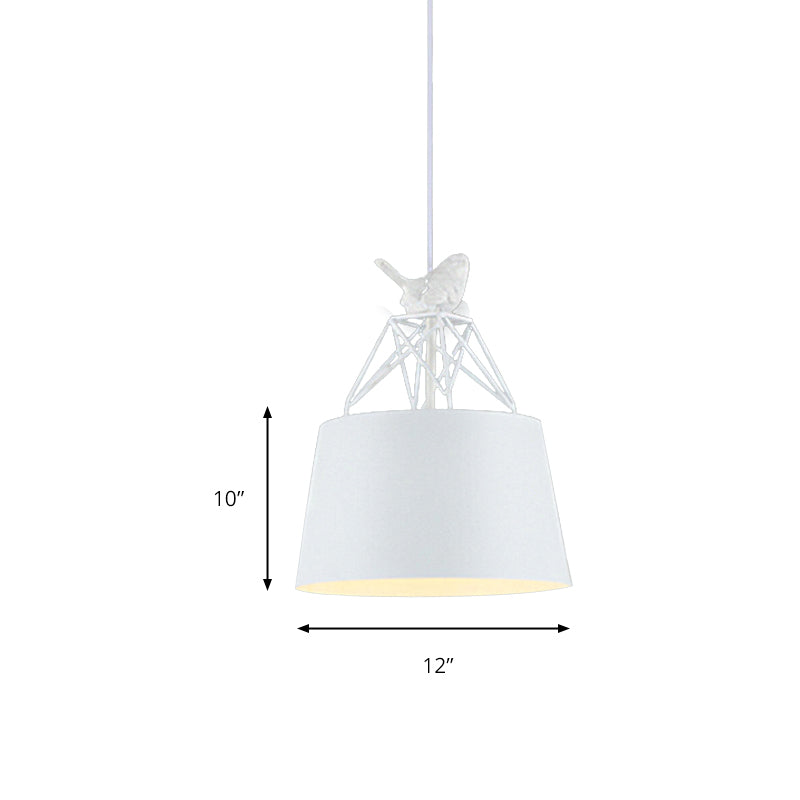 1 Head Animal Pendant Lamp with Bucket Shade Modern Stylish Metal Hanging Light in White Clearhalo 'Ceiling Lights' 'Pendant Lights' 'Pendants' Lighting' 205636