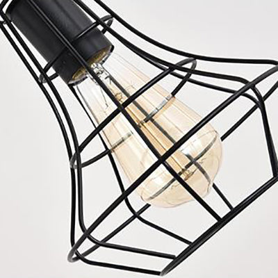 1 Head Pendant Lamp Antique Style Open Cage Metal Hanging Light Fixture in Black for Hallway Clearhalo 'Art Deco Pendants' 'Black' 'Cast Iron' 'Ceiling Lights' 'Ceramic' 'Crystal' 'Industrial Pendants' 'Industrial' 'Metal' 'Middle Century Pendants' 'Pendant Lights' 'Pendants' 'Rustic Pendants' 'Tiffany' Lighting' 20570