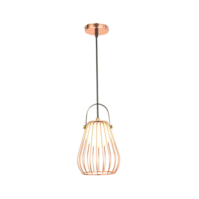 Industrial Pear-Shaped Ceiling Light Single Iron Hanging Pendant Light for Bedroom Rose Gold Clearhalo 'Art Deco Pendants' 'Black' 'Cast Iron' 'Ceiling Lights' 'Ceramic' 'Crystal' 'Industrial Pendants' 'Industrial' 'Metal' 'Middle Century Pendants' 'Pendant Lights' 'Pendants' 'Rustic Pendants' 'Tiffany' Lighting' 2057416