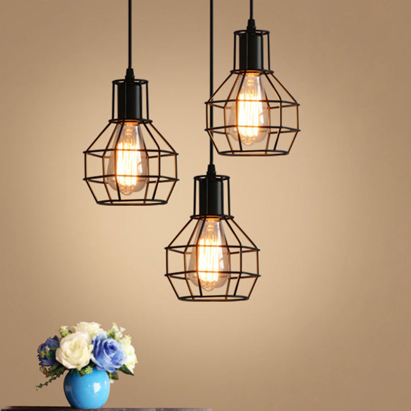 Black Grenade Cage Hanging Light Simplicity Iron 1��Bulb Dining Room Pendant Light Fixture Black Clearhalo 'Ceiling Lights' 'Industrial Pendants' 'Industrial' 'Middle Century Pendants' 'Pendant Lights' 'Pendants' 'Tiffany' Lighting' 2057446_ca2fd0e9-925e-4b61-92bf-1bdd15fd451f
