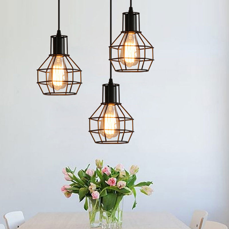 Black Grenade Cage Hanging Light Simplicity Iron 1 Bulb Dining Room Pendant Light Fixture Clearhalo 'Art Deco Pendants' 'Black' 'Cast Iron' 'Ceiling Lights' 'Ceramic' 'Crystal' 'Industrial' 'Metal' 'Pendant Lights' 'Rustic Pendants' 'Tiffany' Lighting' 2057447_a8682ef7-ef8a-48e2-af46-41c436a038a0