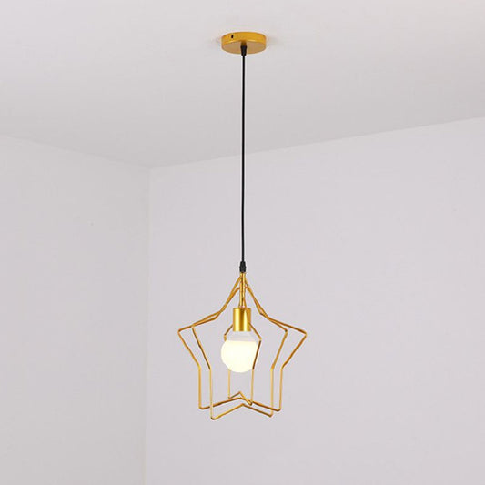 Star Cage Metal Pendant Light Antique 1-Light Dining Room Hanging Light Fixture in Gold Gold 3 Tiers Clearhalo 'Art Deco Pendants' 'Cast Iron' 'Ceiling Lights' 'Ceramic' 'Crystal' 'Industrial Pendants' 'Industrial' 'Metal' 'Middle Century Pendants' 'Pendant Lights' 'Pendants' 'Tiffany' Lighting' 2057483