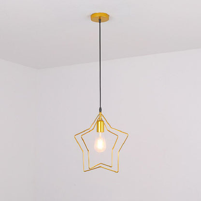 Star Cage Metal Pendant Light Antique 1-Light Dining Room Hanging Light Fixture in Gold Gold 2 Tiers Clearhalo 'Art Deco Pendants' 'Cast Iron' 'Ceiling Lights' 'Ceramic' 'Crystal' 'Industrial Pendants' 'Industrial' 'Metal' 'Middle Century Pendants' 'Pendant Lights' 'Pendants' 'Tiffany' Lighting' 2057487
