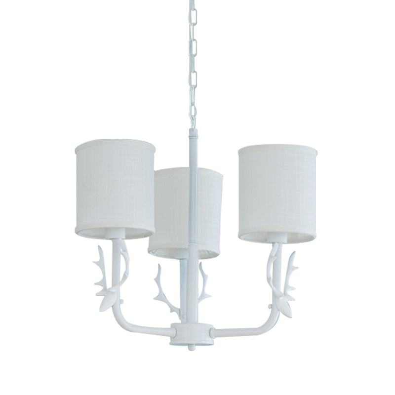 Cylinder Living Room Suspension Light with Antlers Metal Rustic Style Chandelier Clearhalo 'Ceiling Lights' 'Chandeliers' Lighting' options 205749