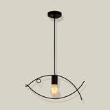 Black Fish Shaped Suspension Light Nordic Style Iron 1��Head Dining Room Pendant Ceiling Light Clearhalo 'Ceiling Lights' 'Industrial Pendants' 'Industrial' 'Middle Century Pendants' 'Pendant Lights' 'Pendants' 'Tiffany' Lighting' 2057494_b6527e38-76fc-4c13-a723-32d8dcefb834