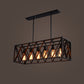 Rectangle Frame Iron Pendant Light Industrial Restaurant Hanging Island Light in Black Clearhalo 'Ceiling Lights' 'Island Lights' Lighting' 2057542