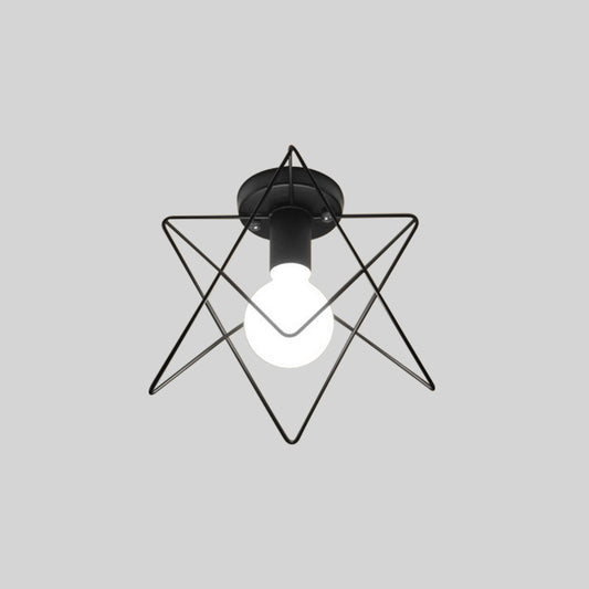 Iron Geometrical Cage Flush Mount Lighting Nordic Style 5 Heads Corridor Flush Mount Fixture in Black Clearhalo 'Ceiling Lights' 'Close To Ceiling Lights' 'Close to ceiling' 'Flush mount' 'Industrial Flush Mount' Lighting' 2057548