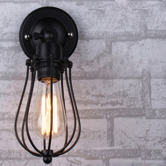 Wall Lamp Simplicity Grapefruit Shaped Iron Wall Lighting Fixture in Black for Corridor 1.0 Black Clearhalo 'Art deco wall lights' 'Cast Iron' 'Glass' 'Industrial wall lights' 'Industrial' 'Middle century wall lights' 'Modern' 'Rustic wall lights' 'Tiffany' 'Traditional wall lights' 'Wall Lamps & Sconces' 'Wall Lights' Lighting' 2057583