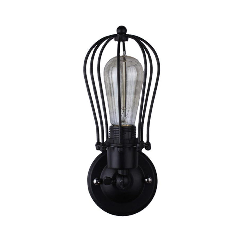 Wall Lamp Simplicity Grapefruit Shaped Iron Wall Lighting Fixture in Black for Corridor Clearhalo 'Art deco wall lights' 'Cast Iron' 'Glass' 'Industrial wall lights' 'Industrial' 'Middle century wall lights' 'Modern' 'Rustic wall lights' 'Tiffany' 'Traditional wall lights' 'Wall Lamps & Sconces' 'Wall Lights' Lighting' 2057585