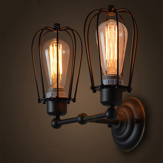 Wall Lamp Simplicity Grapefruit Shaped Iron Wall Lighting Fixture in Black for Corridor 2.0 Black Clearhalo 'Art deco wall lights' 'Cast Iron' 'Glass' 'Industrial wall lights' 'Industrial' 'Middle century wall lights' 'Modern' 'Rustic wall lights' 'Tiffany' 'Traditional wall lights' 'Wall Lamps & Sconces' 'Wall Lights' Lighting' 2057586