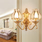 Traditional Floral Shaped Wall Mount Light Ripple Glass Wall Light Fixture in Gold 2.0 Gold Clearhalo 'Wall Lamps & Sconces' 'Wall Lights' Lighting' 2057598