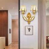 Frost Glass Flare Shaped Wall Mounted Light Classic Corridor Wall Lighting in Gold Clearhalo 'Wall Lamps & Sconces' 'Wall Lights' Lighting' 2057616