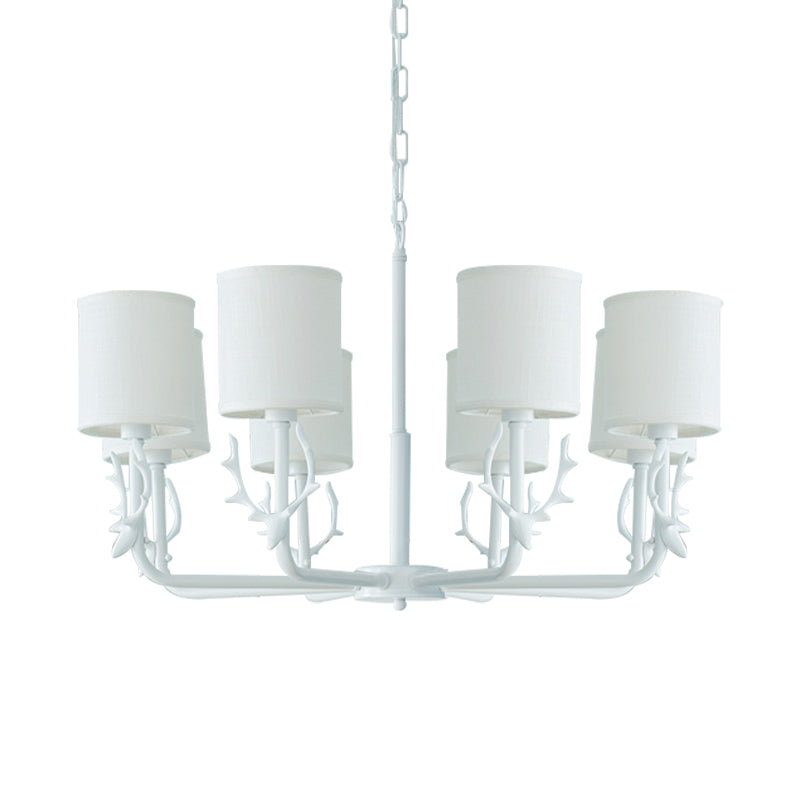 Cylinder Living Room Suspension Light with Antlers Metal Rustic Style Chandelier Clearhalo 'Ceiling Lights' 'Chandeliers' Lighting' options 205762