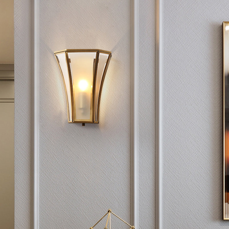 Gold Trumpet Flared Wall Mount Light Minimalism Glass Single Corridor Wall Lighting Gold B Clearhalo 'Wall Lamps & Sconces' 'Wall Lights' Lighting' 2057624