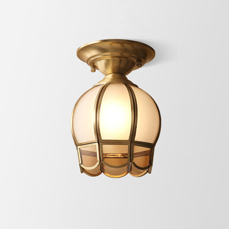 Single-Bulb Flush Mount Lighting Minimalism Scalloped Metal Semi Flush Mount in Brass Brass A Clearhalo 'Ceiling Lights' 'Close To Ceiling Lights' 'Close to ceiling' 'Semi-flushmount' Lighting' 2057656