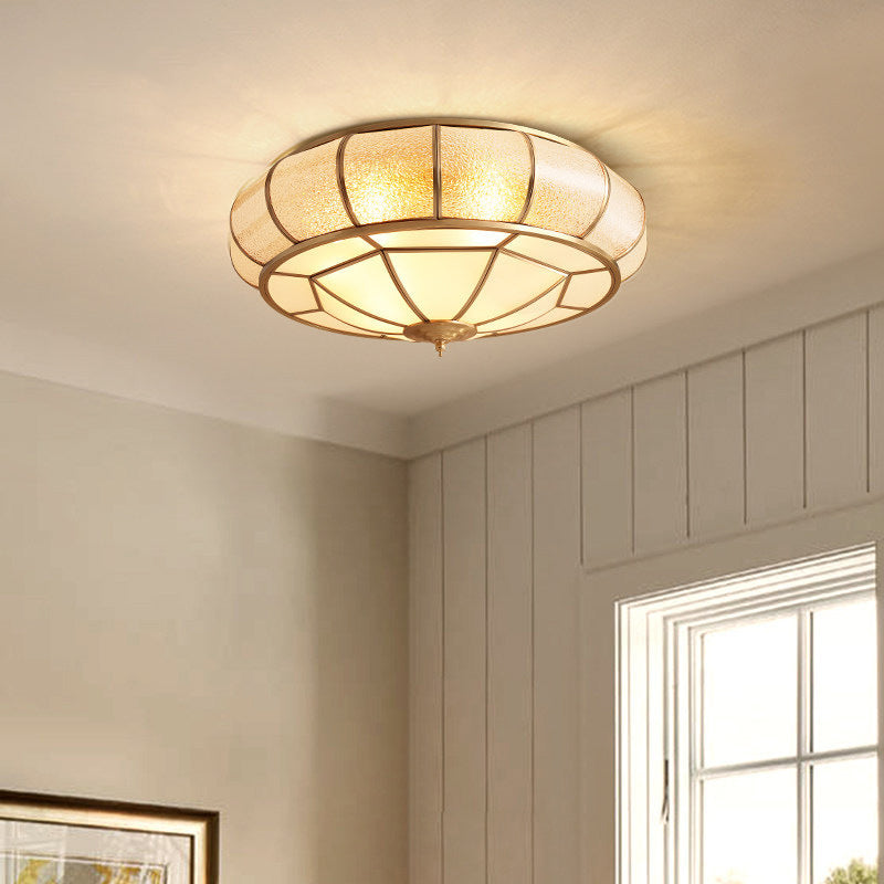 Donut Shaped Ripple Glass Flush Mount Lighting Classic Dining Room Flush Mount Fixture in Gold Clearhalo 'Ceiling Lights' 'Close To Ceiling Lights' 'Close to ceiling' 'Flush mount' Lighting' 2057724