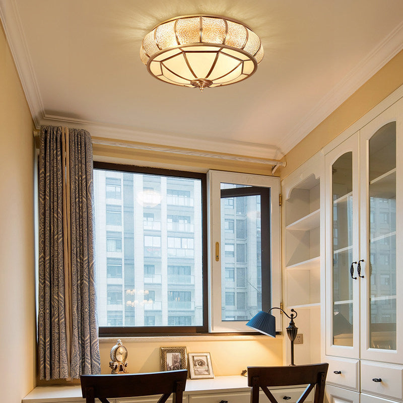 Donut Shaped Ripple Glass Flush Mount Lighting Classic Dining Room Flush Mount Fixture in Gold Clearhalo 'Ceiling Lights' 'Close To Ceiling Lights' 'Close to ceiling' 'Flush mount' Lighting' 2057725