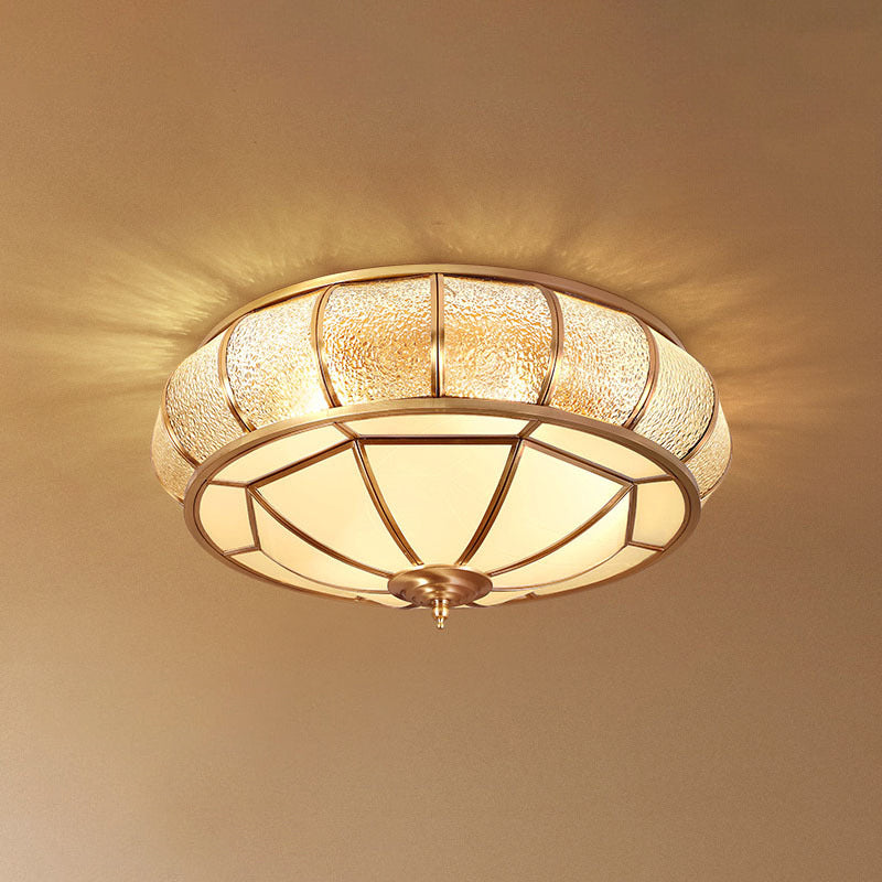 Donut Shaped Ripple Glass Flush Mount Lighting Classic Dining Room Flush Mount Fixture in Gold 4 Gold Clearhalo 'Ceiling Lights' 'Close To Ceiling Lights' 'Close to ceiling' 'Flush mount' Lighting' 2057727