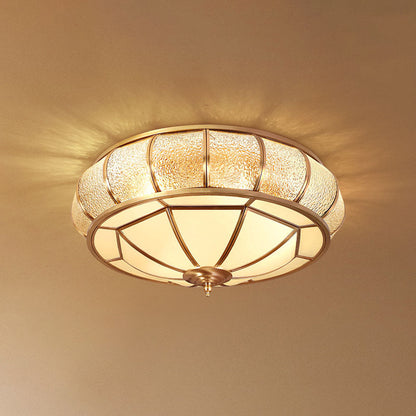 Donut Shaped Ripple Glass Flush Mount Lighting Classic Dining Room Flush Mount Fixture in Gold 4 Gold Clearhalo 'Ceiling Lights' 'Close To Ceiling Lights' 'Close to ceiling' 'Flush mount' Lighting' 2057727