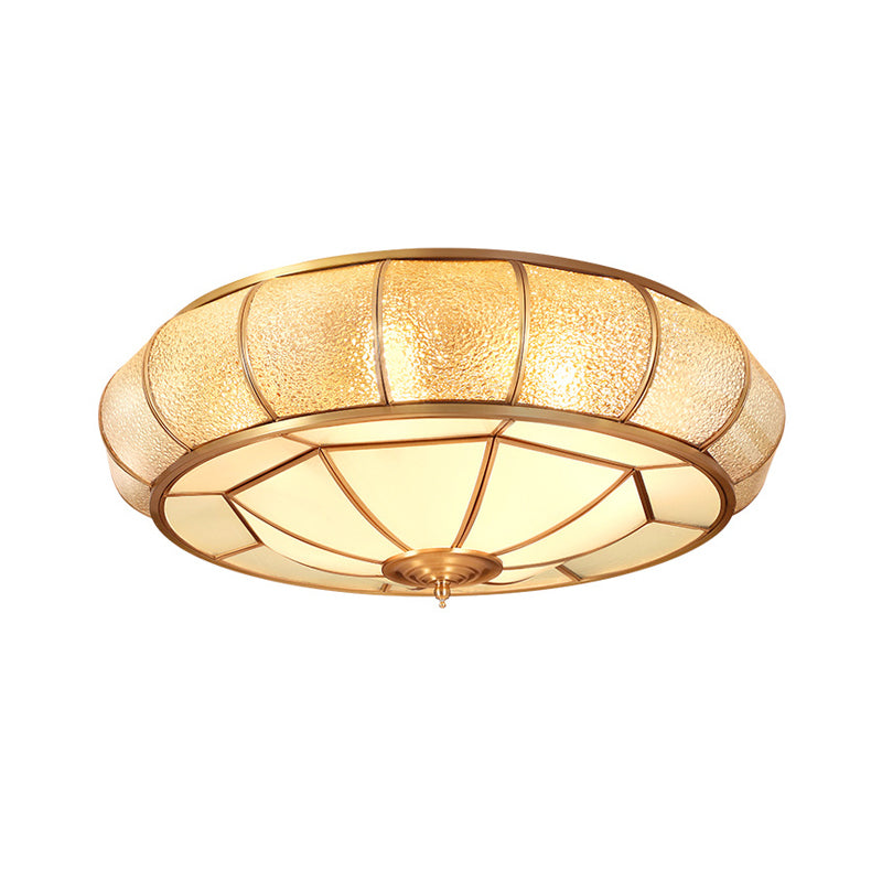 Donut Shaped Ripple Glass Flush Mount Lighting Classic Dining Room Flush Mount Fixture in Gold Clearhalo 'Ceiling Lights' 'Close To Ceiling Lights' 'Close to ceiling' 'Flush mount' Lighting' 2057729