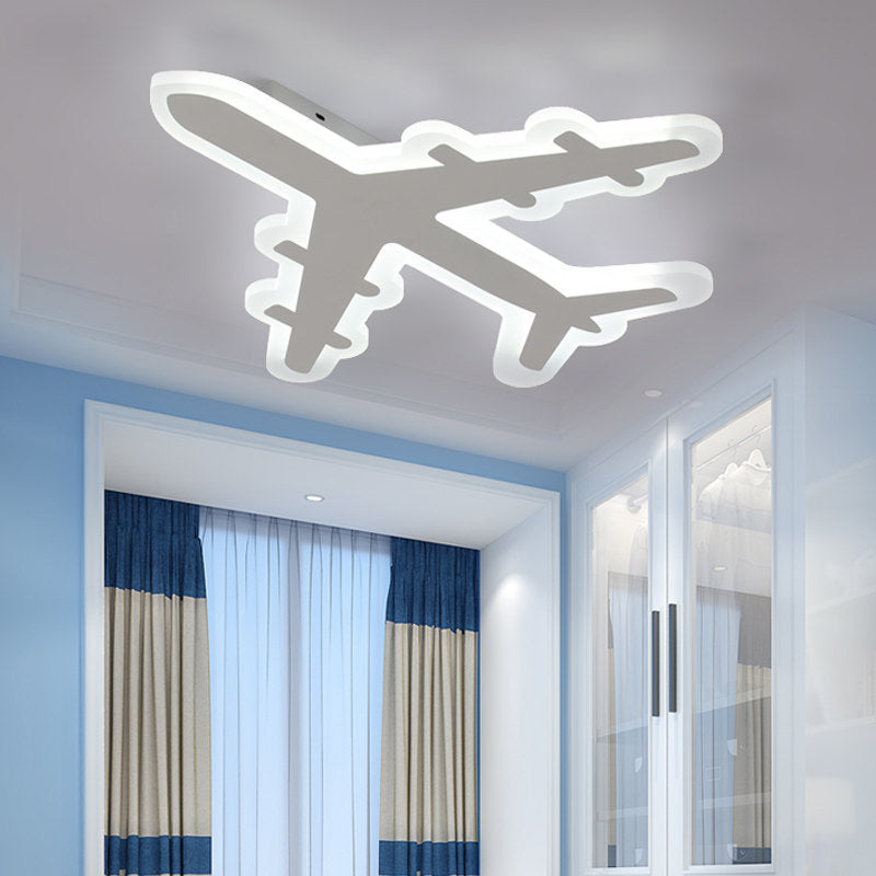 White Airplane Flush Light Artistic Acrylic LED Flush Ceiling Light Fixture for Bedroom Clearhalo 'Ceiling Lights' 'Close To Ceiling Lights' 'Close to ceiling' 'Flush mount' Lighting' 2057789