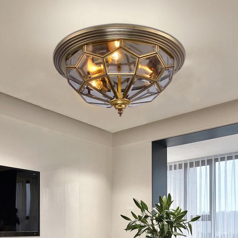 Bowl Shaped Corridor Flush Ceiling Light Vintage Smoke Grey Glass Nickel Flush Mount Lighting Fixture Clearhalo 'Ceiling Lights' 'Close To Ceiling Lights' 'Close to ceiling' 'Flush mount' Lighting' 2058048