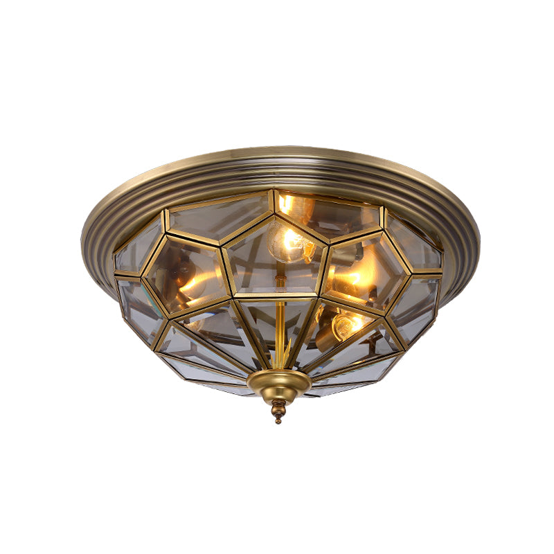 Bowl Shaped Corridor Flush Ceiling Light Vintage Smoke Grey Glass Nickel Flush Mount Lighting Fixture Clearhalo 'Ceiling Lights' 'Close To Ceiling Lights' 'Close to ceiling' 'Flush mount' Lighting' 2058050
