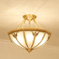 Opal Glass Dome Shaped Flush Mount Lighting Classic Bedroom Semi Flush Chandelier in Gold Clearhalo 'Ceiling Lights' 'Close To Ceiling Lights' 'Close to ceiling' 'Flush mount' Lighting' 2058065