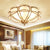 Scalloped Shaped Bedroom Flush Mount Lighting Classic Frost Glass Gold Semi Flush Chandelier Gold Flushmount Clearhalo 'Ceiling Lights' 'Close To Ceiling Lights' 'Close to ceiling' 'Flush mount' Lighting' 2058088