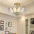 Gold Flower Shaped Flush Light Simplicity Ripple Glass Dining Room Semi Flush Mount Chandelier Gold Clearhalo 'Ceiling Lights' 'Close To Ceiling Lights' 'Close to ceiling' 'Semi-flushmount' Lighting' 2058106