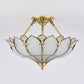 Gold Flower Shaped Flush Light Simplicity Ripple Glass Dining Room Semi Flush Mount Chandelier Clearhalo 'Ceiling Lights' 'Close To Ceiling Lights' 'Close to ceiling' 'Semi-flushmount' Lighting' 2058109