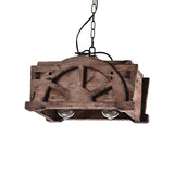 Clear Glass Brown Pendant Lamp Rectangle 2-Light Loft Style Chandelier Light Fixture with Wood Clearhalo 'Carpenter Chandeliers' 'Ceiling Lights' 'Chandeliers' 'Industrial Chandeliers' 'Industrial' 'Middle Century Chandeliers' 'Modern' 'Tiffany' Lighting' 205810